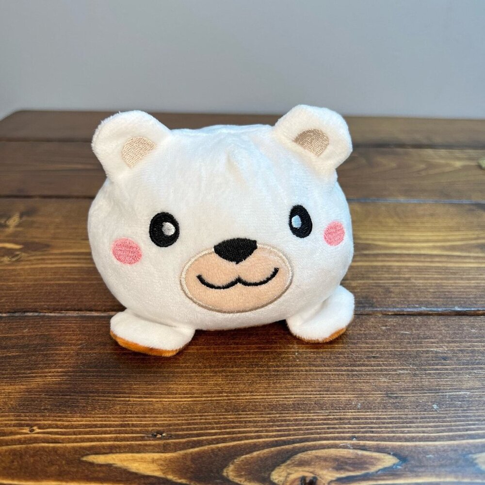 RMS Int’l reversible bear white brown plush stuffed animal smile